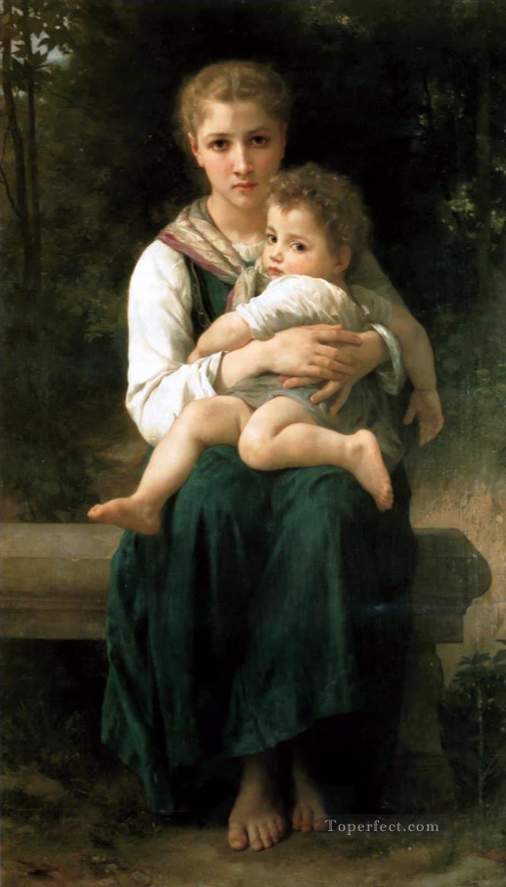 Hermano y hermana realismo William Adolphe Bouguereau Pintura al óleo